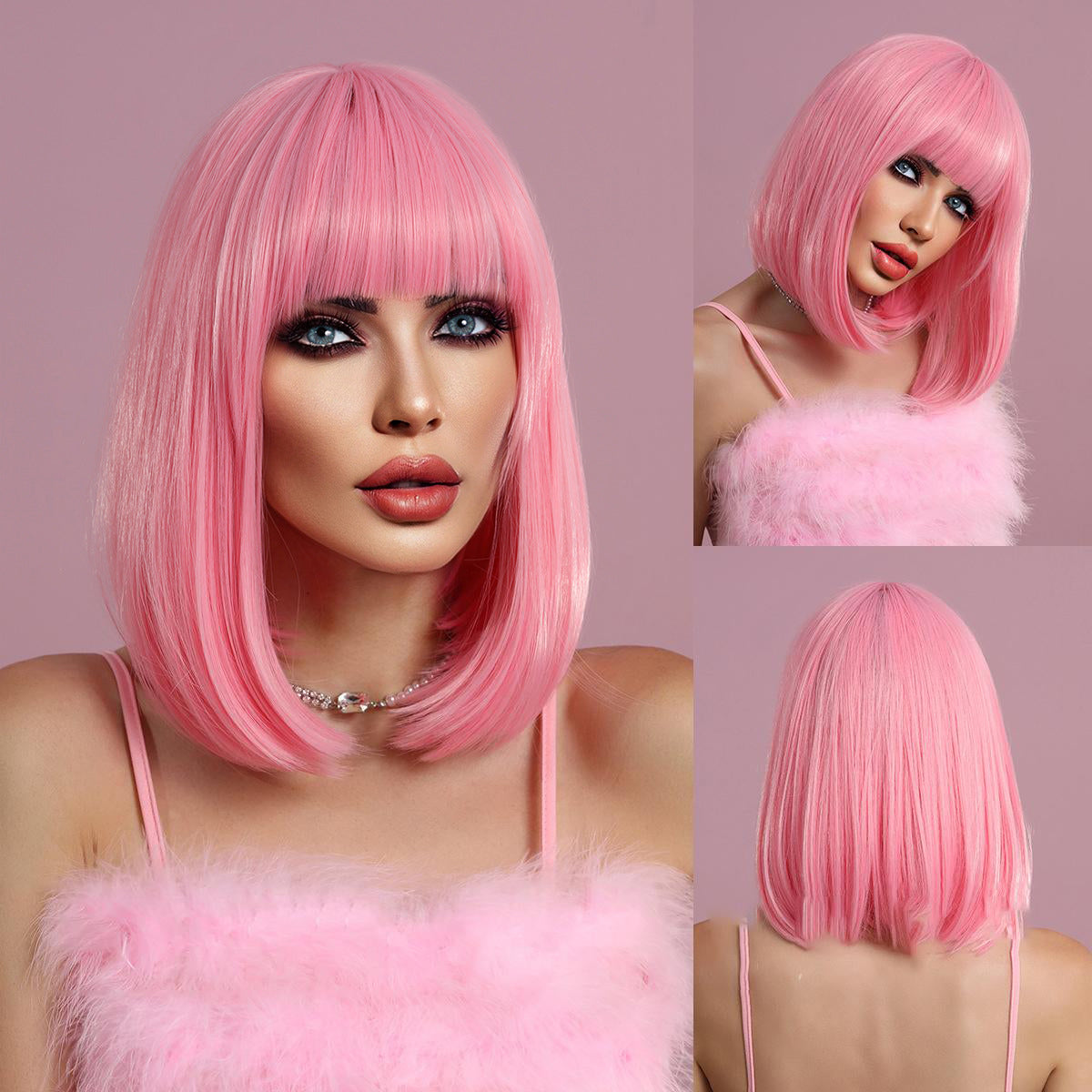 Bob Pink Short Straight Wig