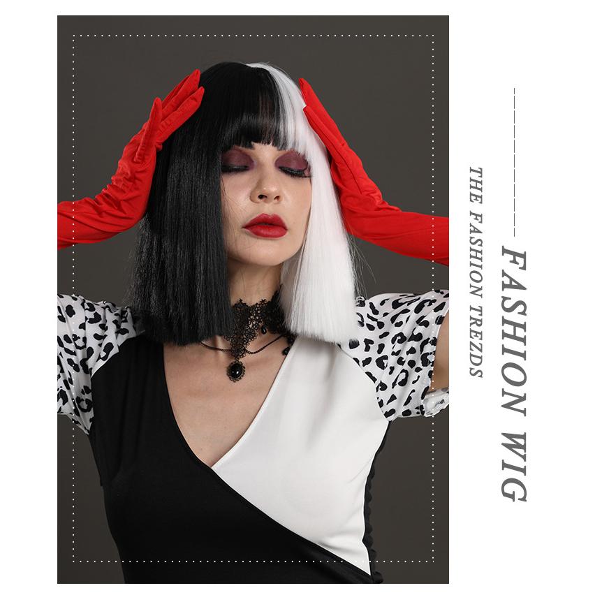 Halloween Cruella Black And White Wig