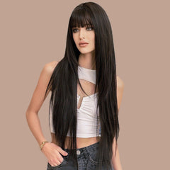 Extra Long Black Straight Wig - SERENEWIG