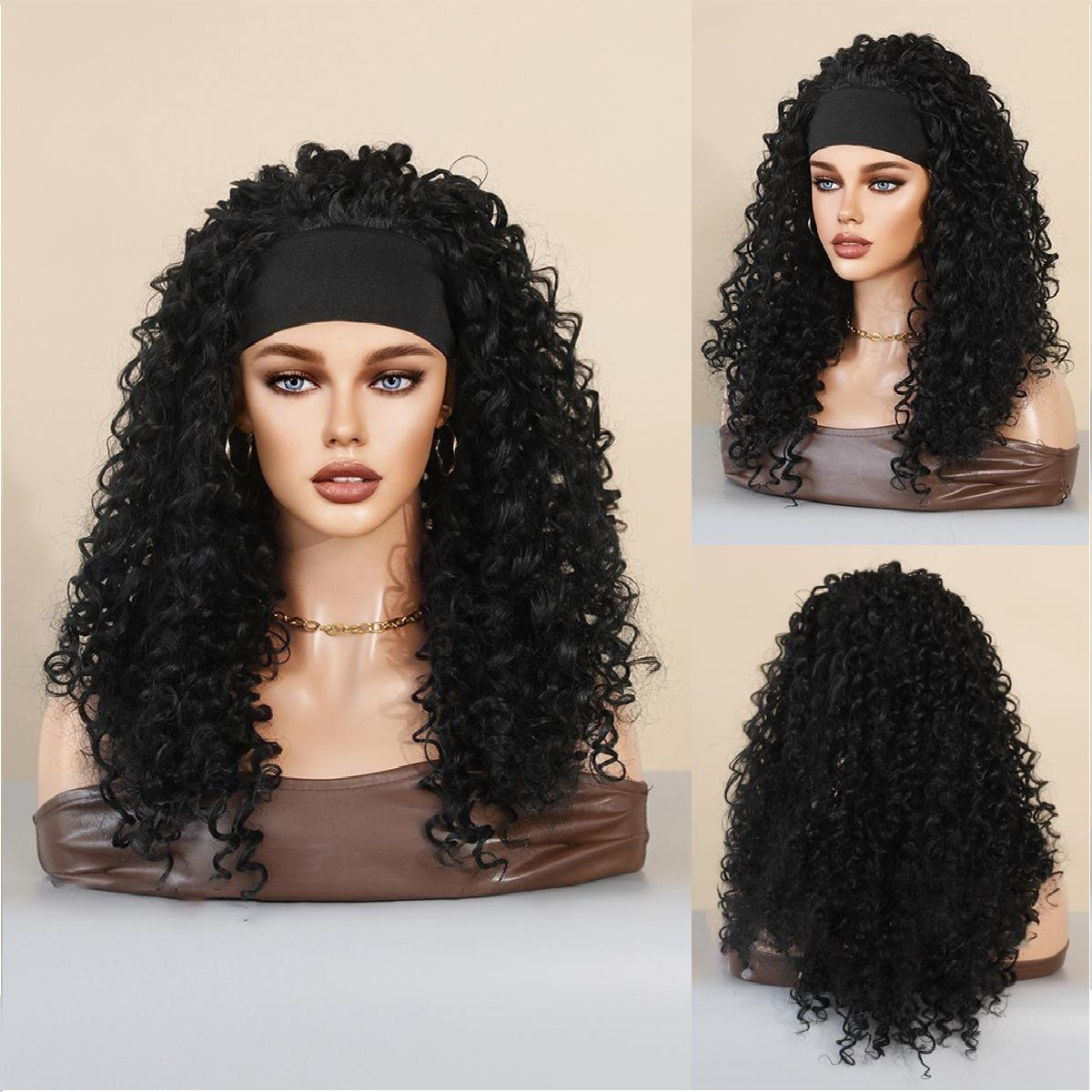 Headband Black Small Circle Wig