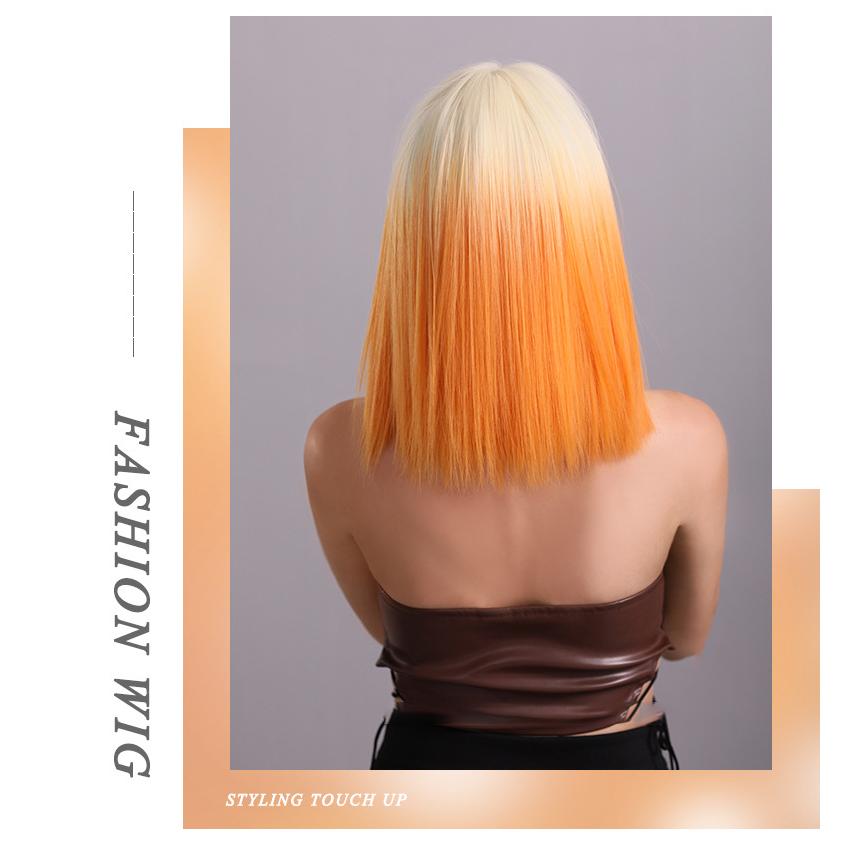 Lace Front Hand-Woven Orange Ombre Wig