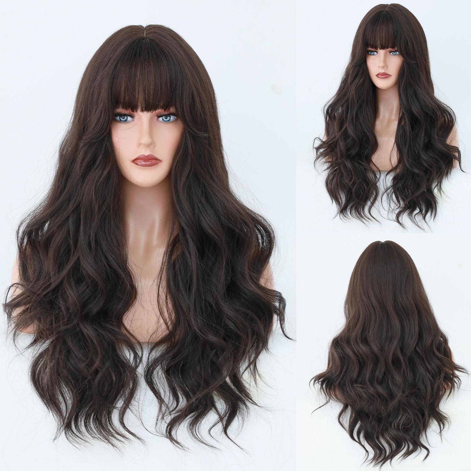 Golden Brown Straight Bangs Wig - SERENEWIG