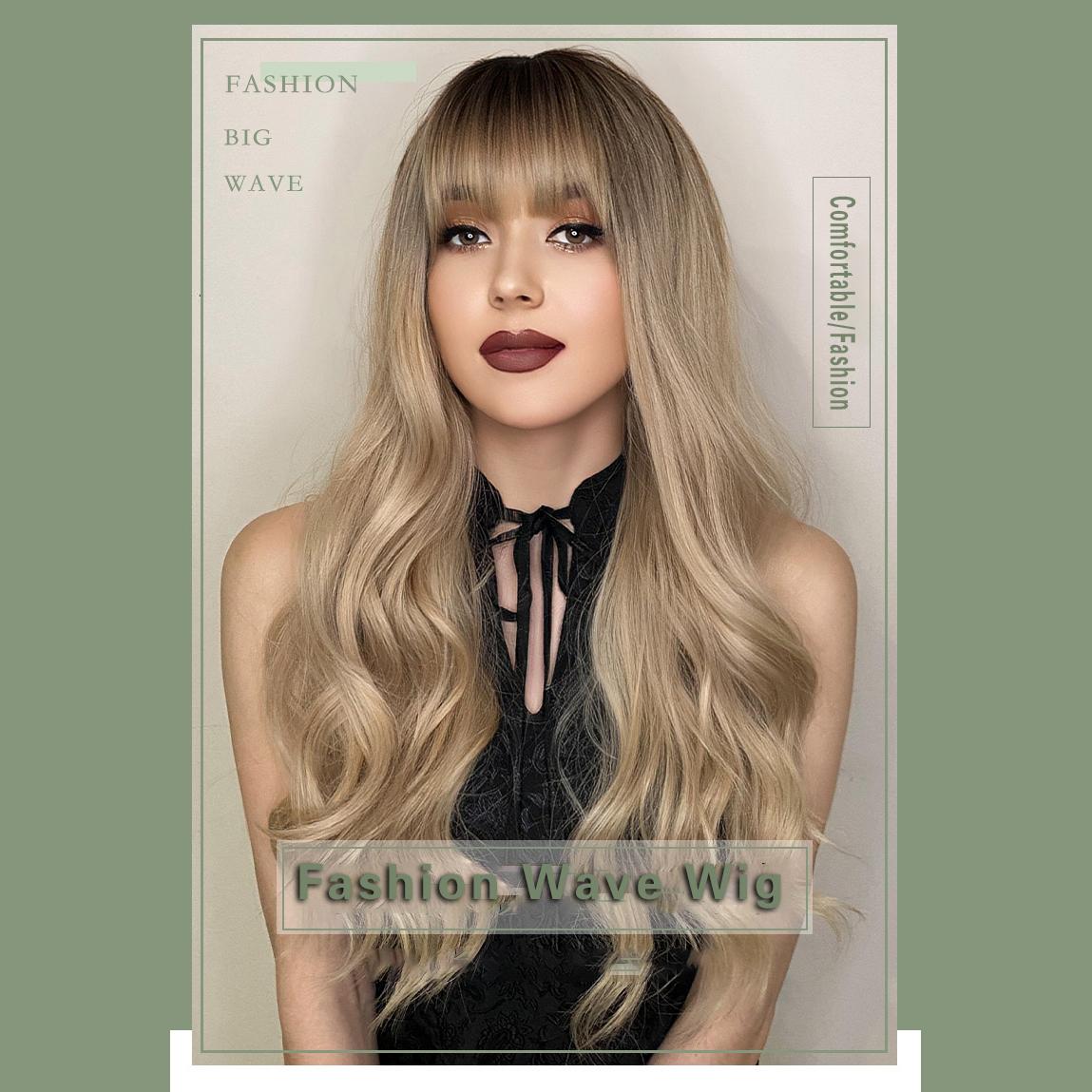 Golden Brown Straight Bangs Wig - SERENEWIG