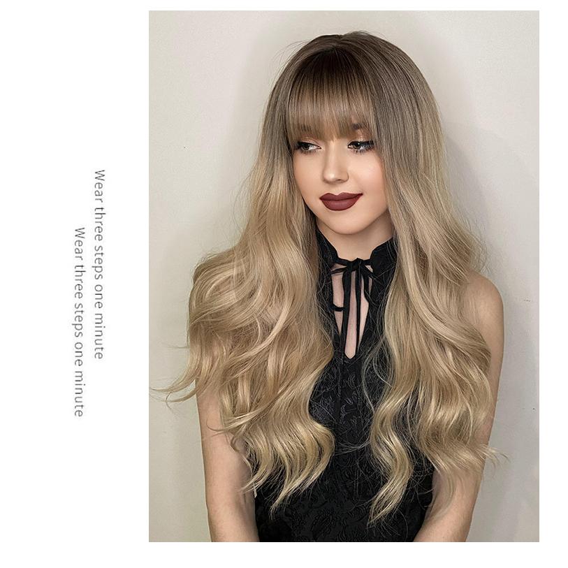 Golden Brown Straight Bangs Wig - SERENEWIG