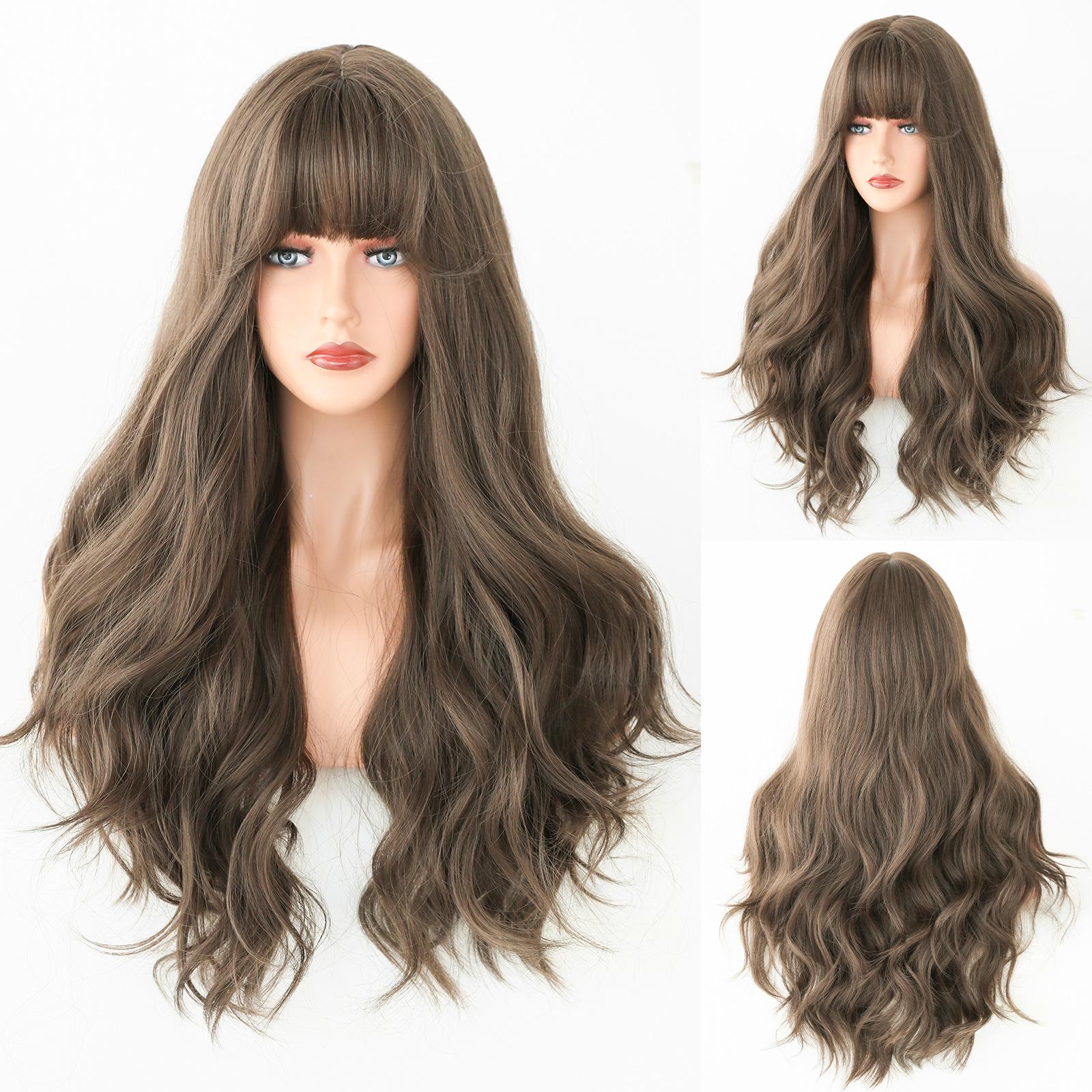 Golden Brown Straight Bangs Wig - SERENEWIG