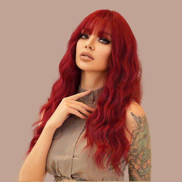 Halloween Crimson Long Wavy Wig - SERENEWIG