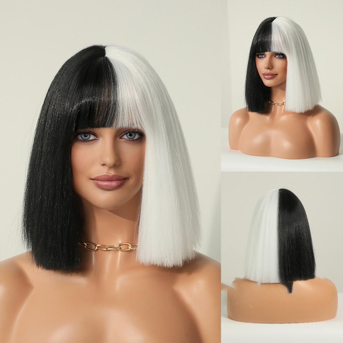 Halloween Cruella Black And White Wig - SERENEWIG