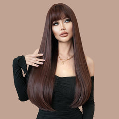 Inner Buckle Layered Red Brown Wig - SERENEWIG