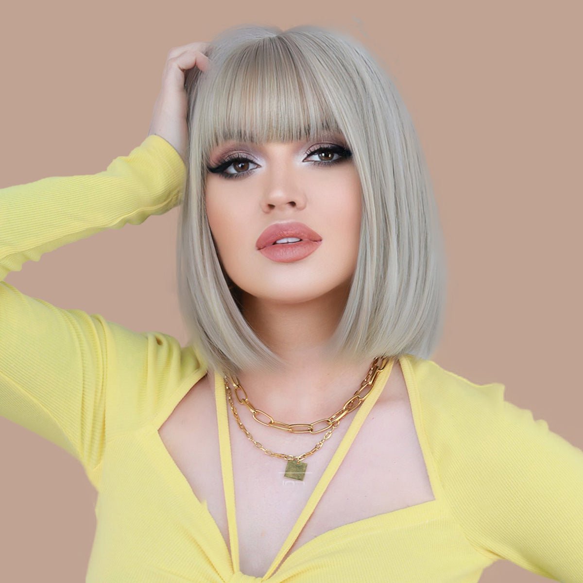 JK Bob Beige Short Straight Wig - SERENEWIG