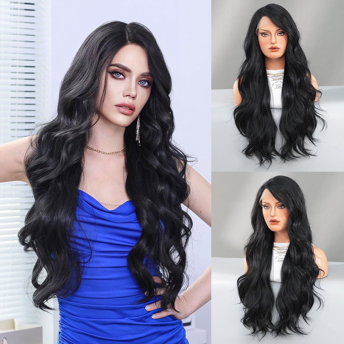 Lace Front Hand - Woven Black Wavy Wig - SERENEWIG