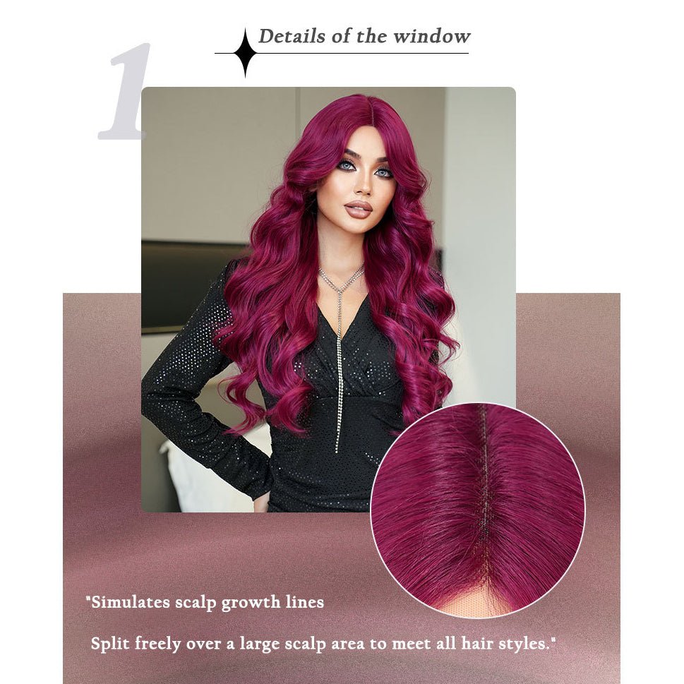 Lace Front HandWoven Crimson Wavy Wig - SERENEWIG