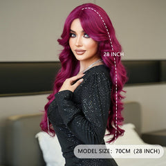 Lace Front HandWoven Crimson Wavy Wig - SERENEWIG