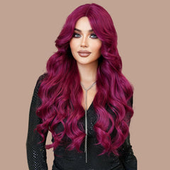 Lace Front HandWoven Crimson Wavy Wig - SERENEWIG