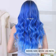 Lace Front Ombre Blue Wavy Wig - SERENEWIG