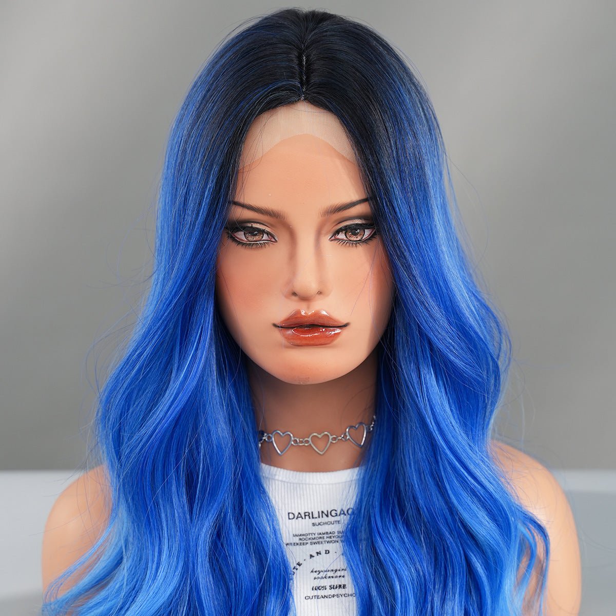 Lace Front Ombre Blue Wavy Wig - SERENEWIG