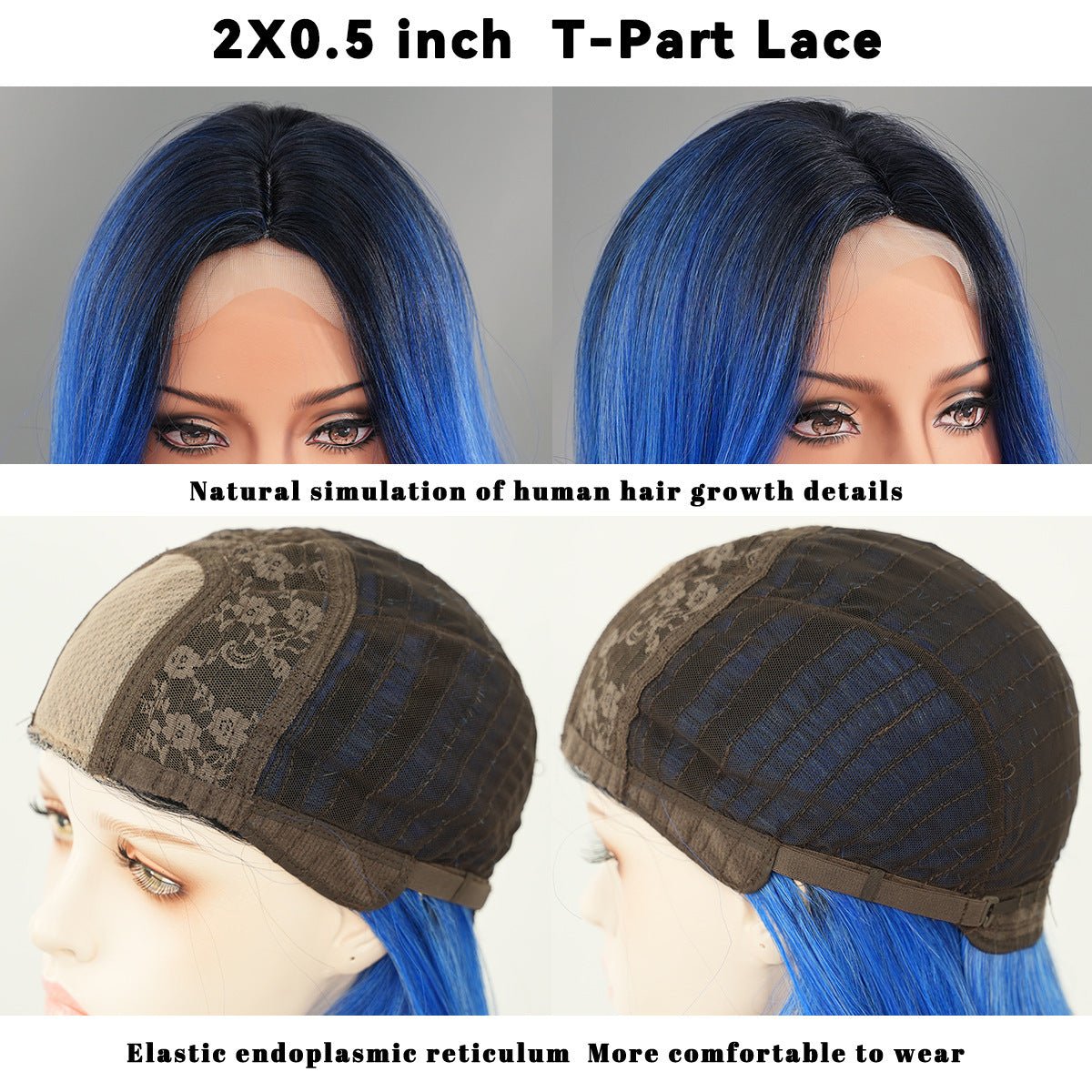 Lace Front Ombre Blue Wavy Wig - SERENEWIG