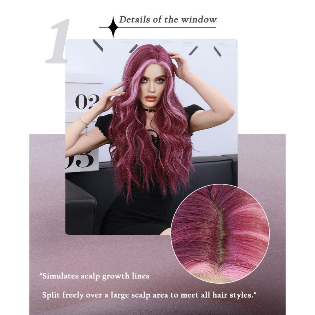 Lace Hand - Woven Purple Highlights Wavy Wig - SERENEWIG