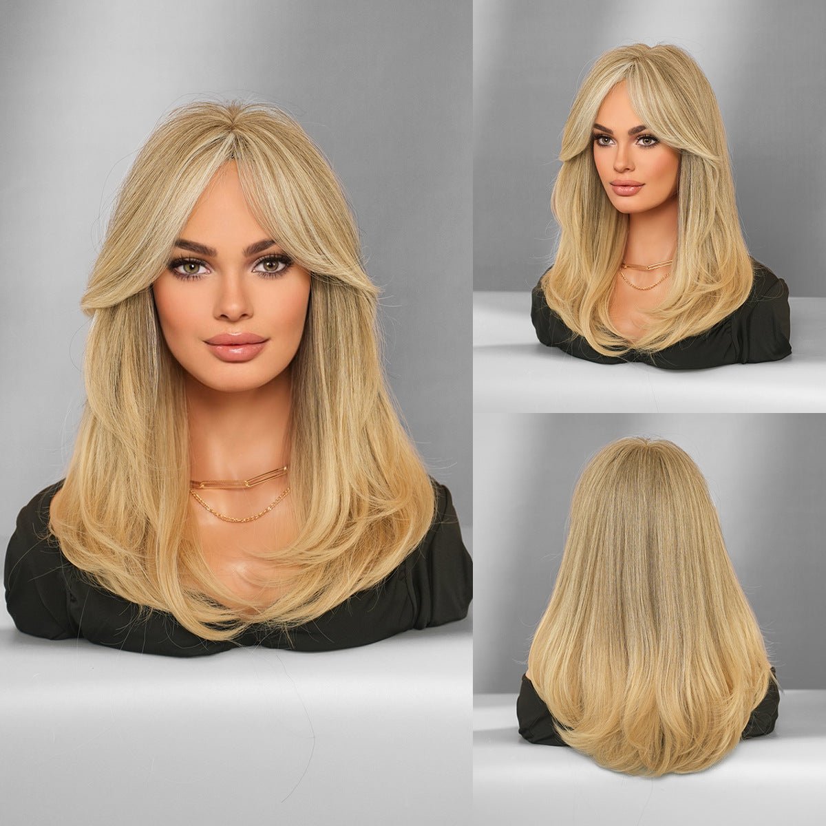 Light Golden Layered Straight Wig - SERENEWIG