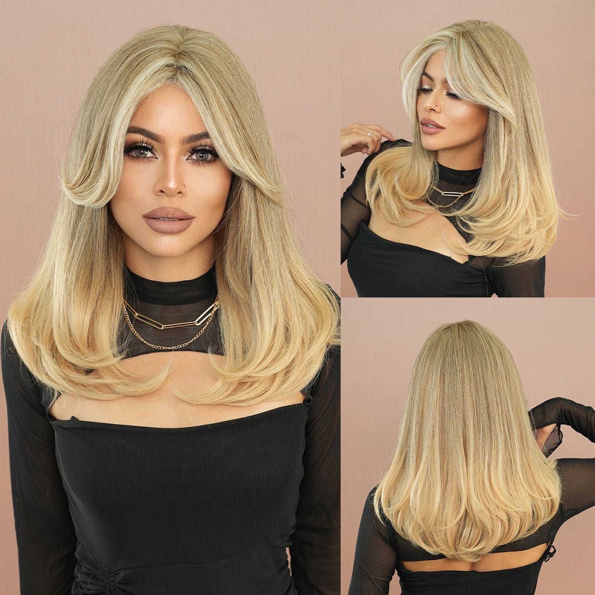 Light Golden Layered Straight Wig - SERENEWIG