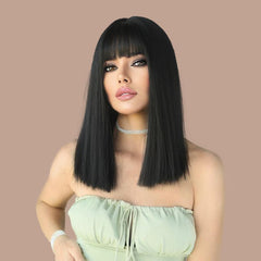 LISA Mid - length Black Straight Wig - SERENEWIG