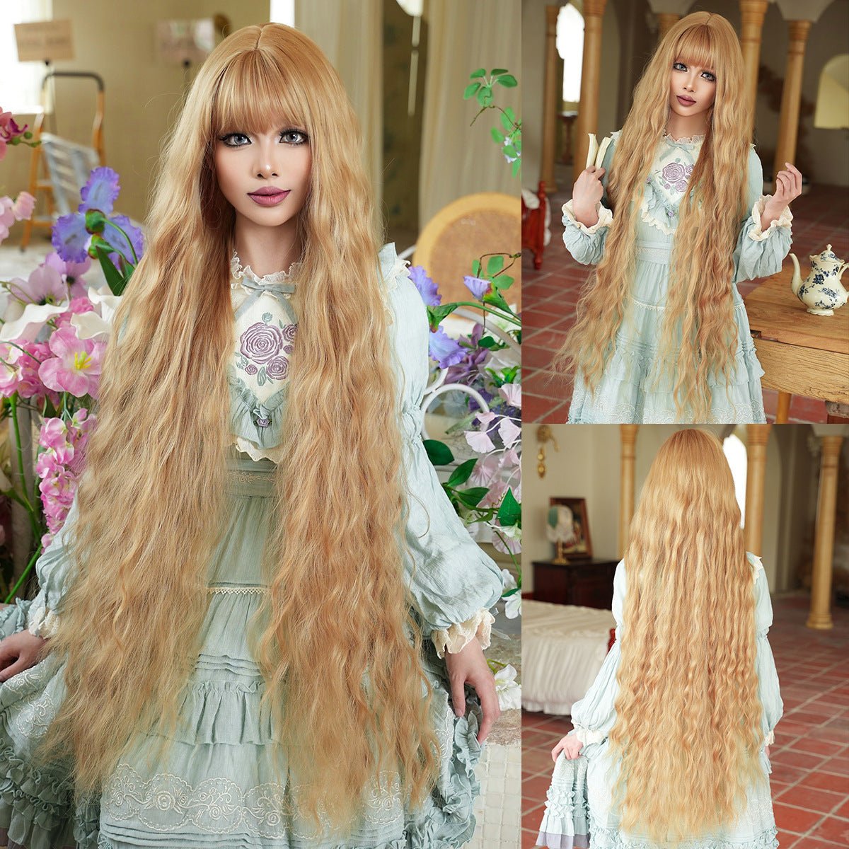 Lolita Cosplay Golden Long Wavy Wig - SERENEWIG