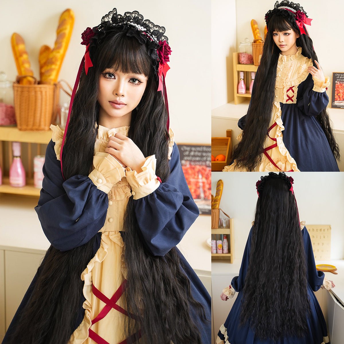 Lolita Cosplay Golden Long Wavy Wig - SERENEWIG