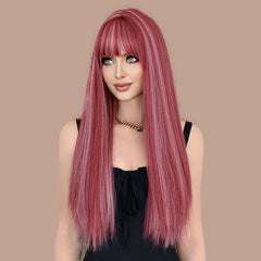 Lolita Pink Long Straight Wig - SERENEWIG