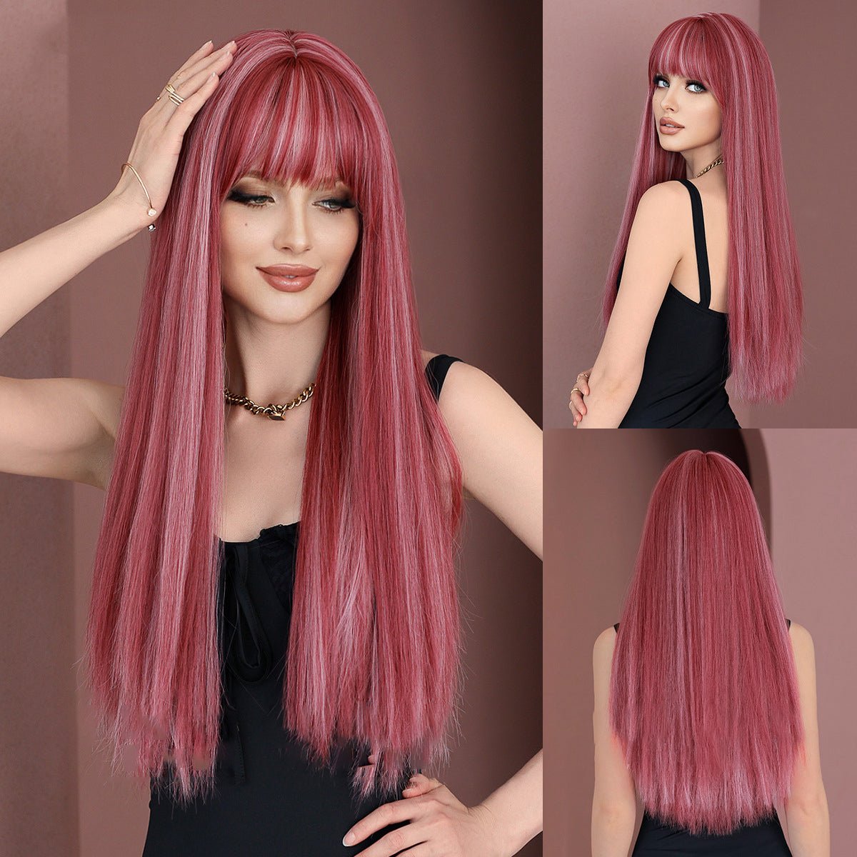 Lolita Pink Long Straight Wig - SERENEWIG