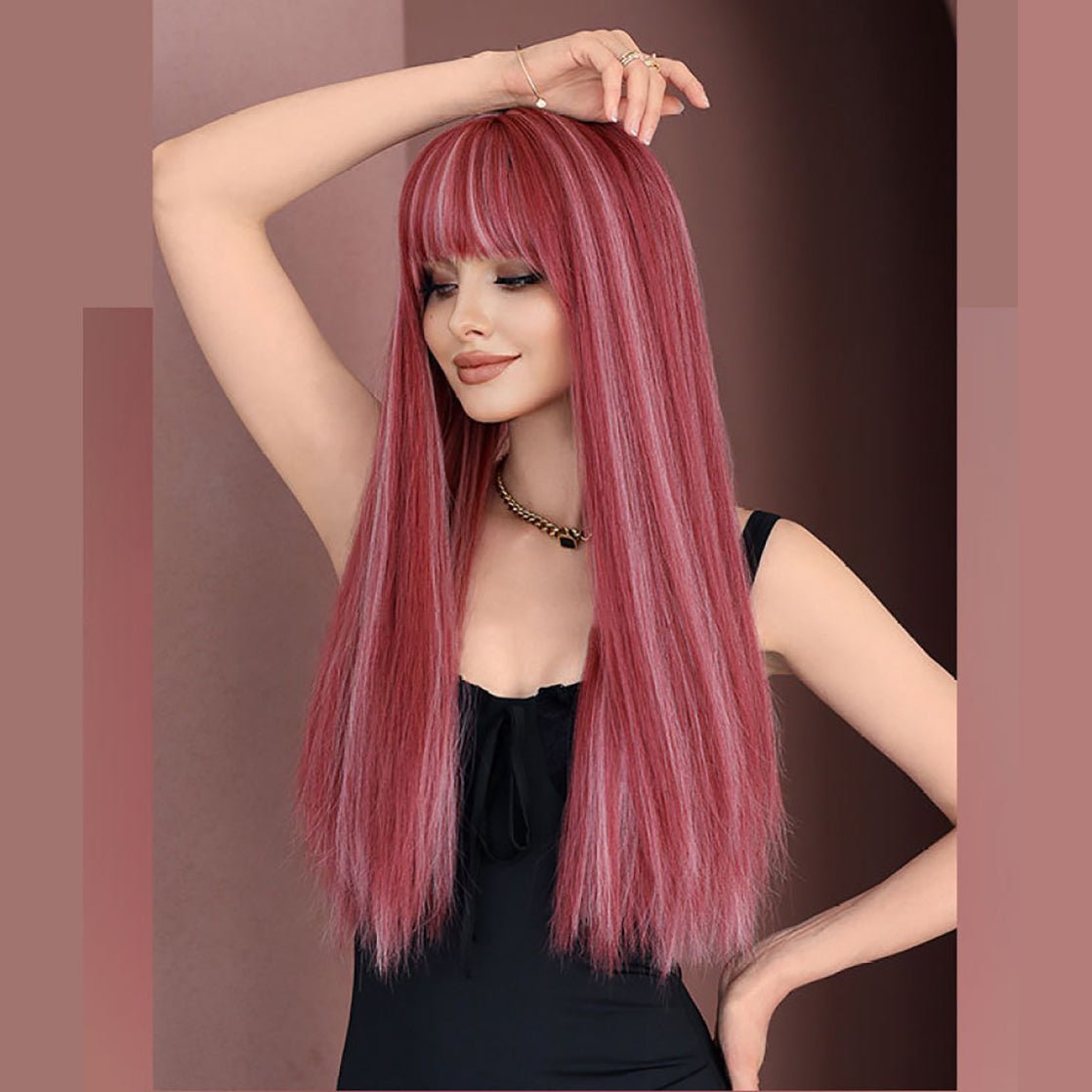 Lolita Pink Long Straight Wig - SERENEWIG