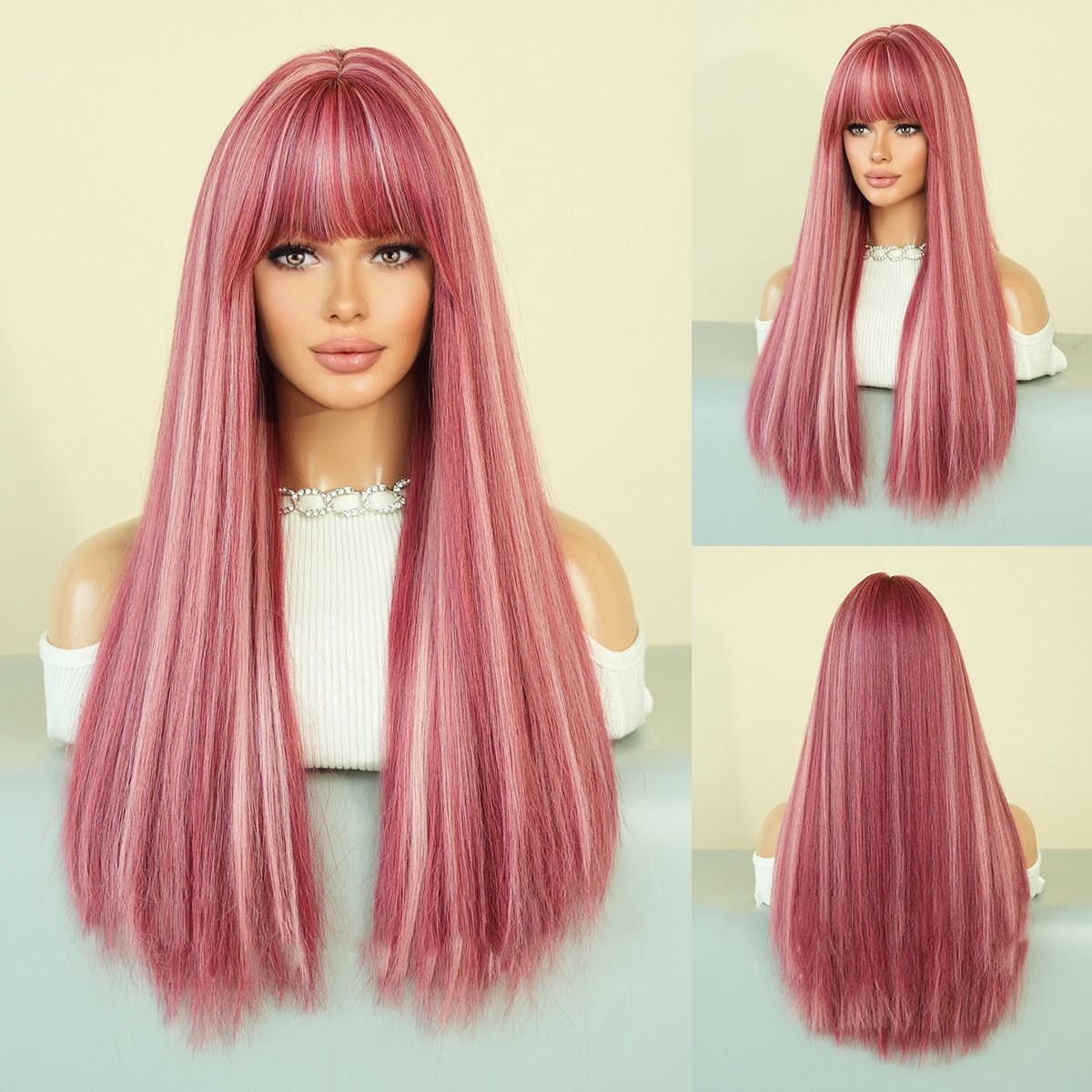 Lolita Pink Long Straight Wig - SERENEWIG