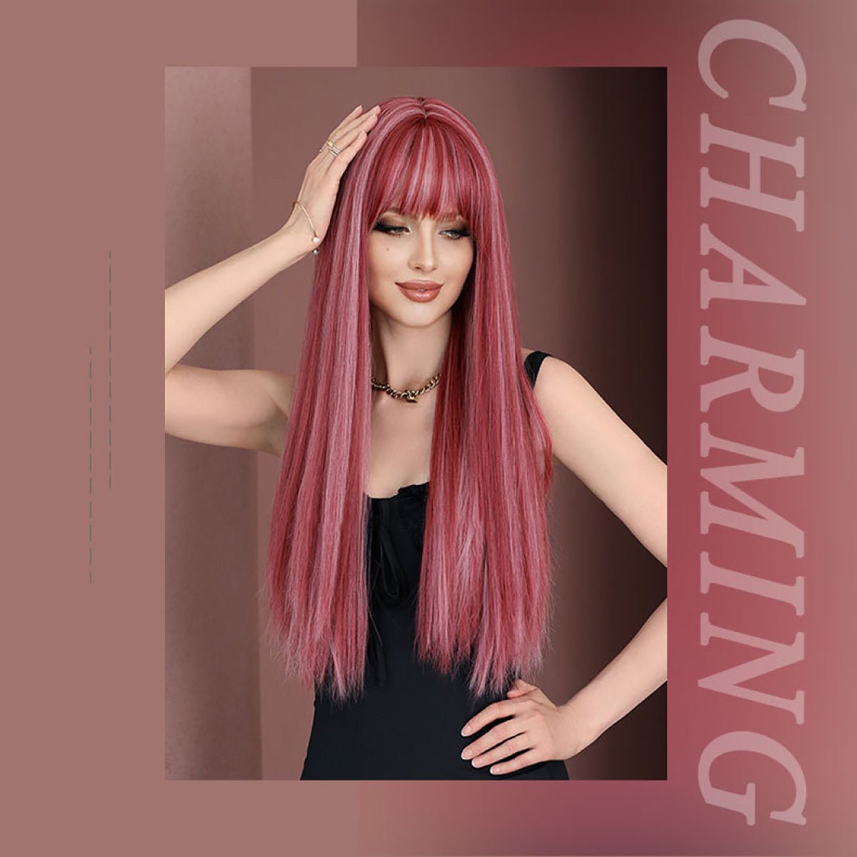 Lolita Pink Long Straight Wig - SERENEWIG