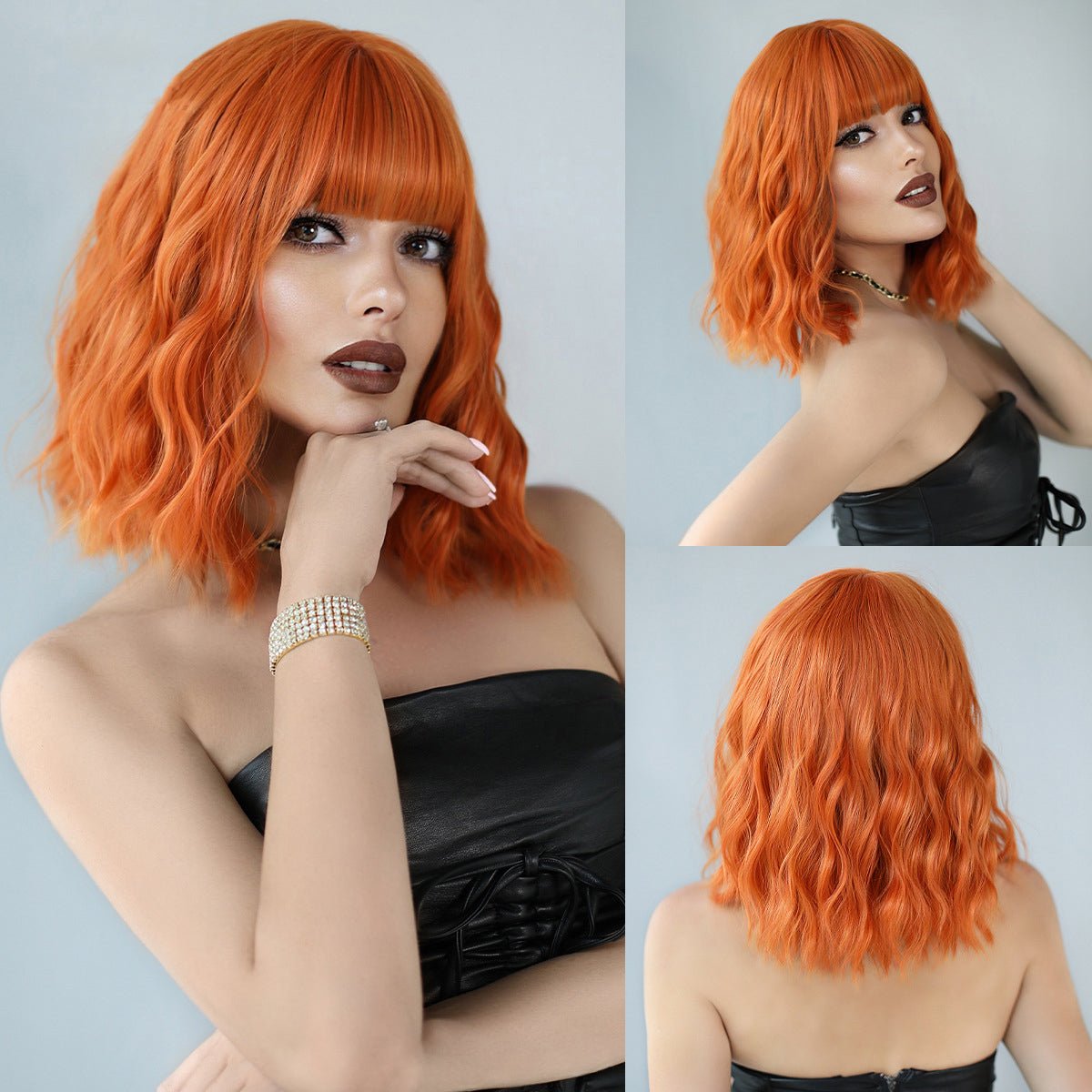 Orange Air Bangs Short Wave Wig - SERENEWIG