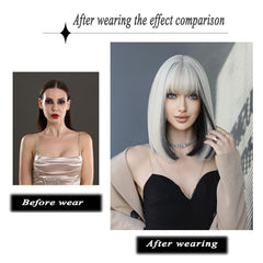 Platinum Short Straight Wig - SERENEWIG