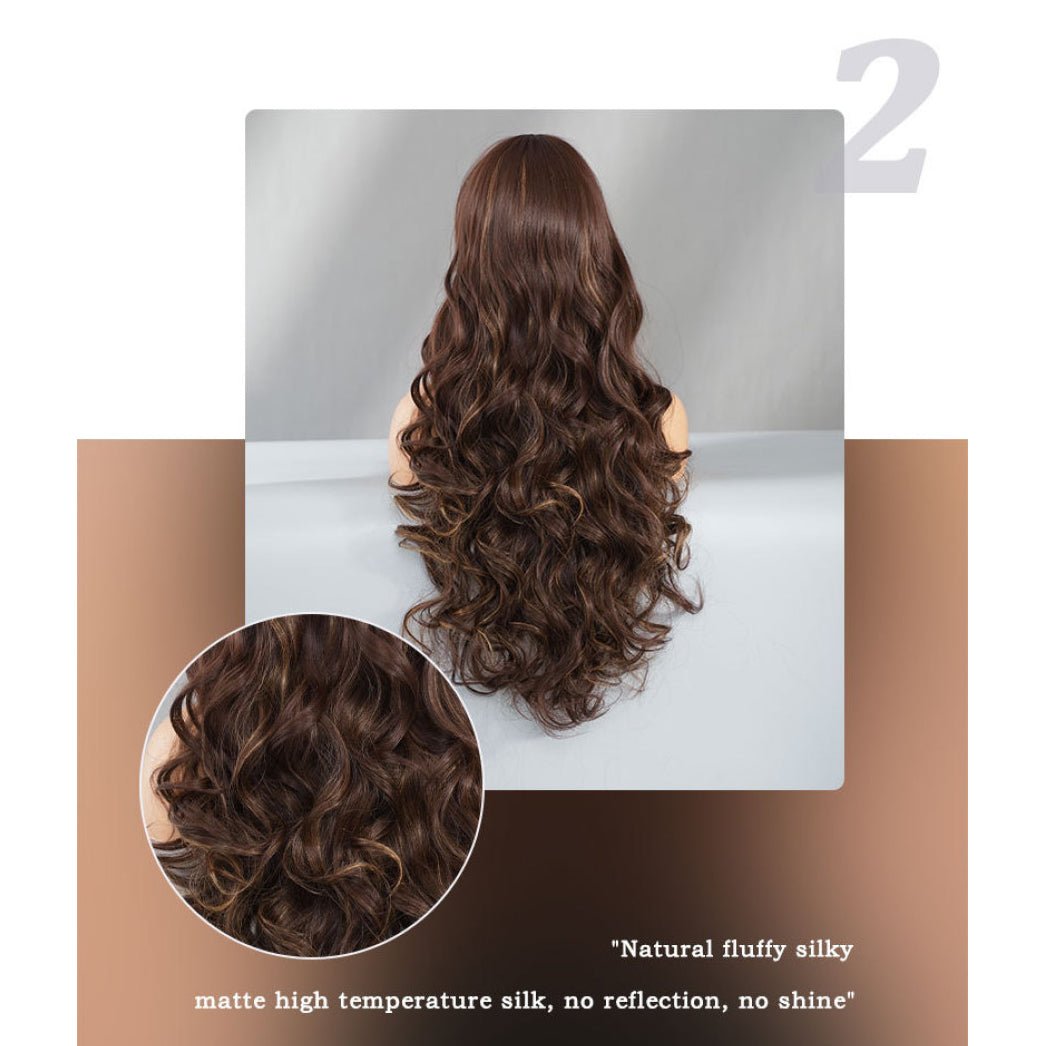 Red - Brown Long Wavy Wig - SERENEWIG