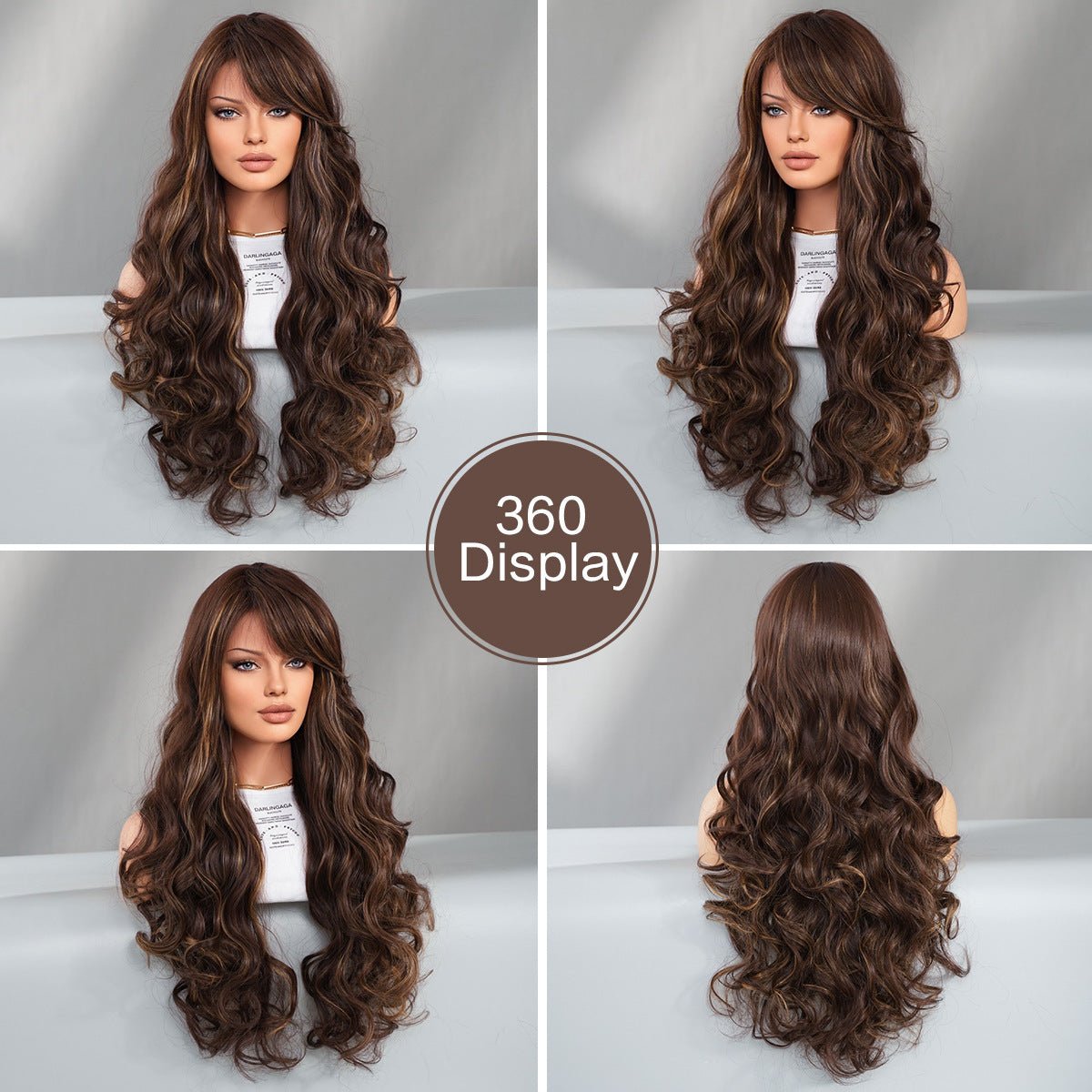 Red - Brown Long Wavy Wig - SERENEWIG