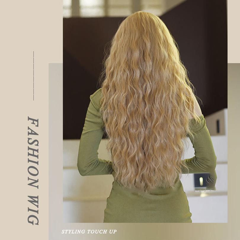 Water Ripple Wool Golden Wavy Wig - SERENEWIG