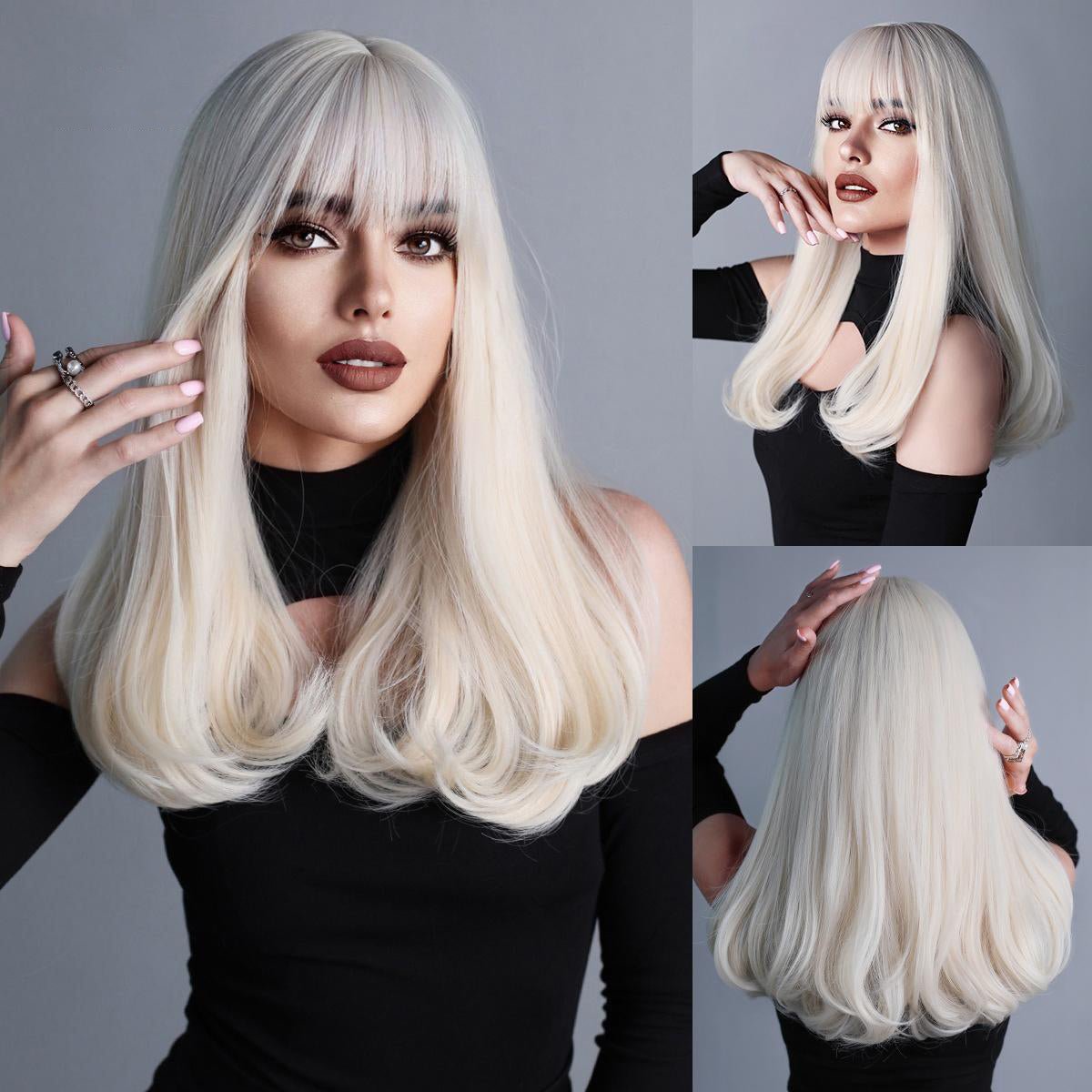 Wool Curly Platinum Long Wig - SERENEWIG